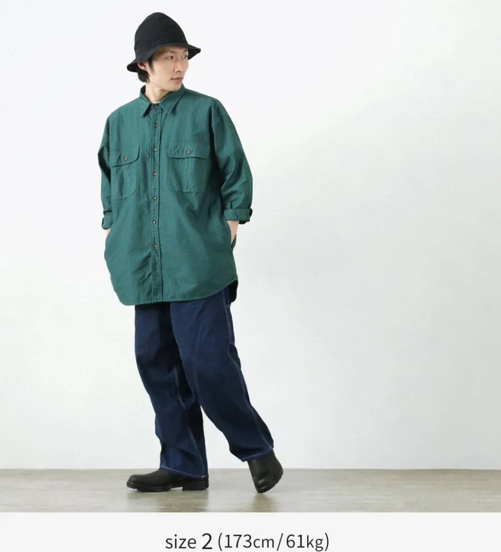 FNOR Shirts^/ Grandval garment dye Shrimp sleeve shirt coat green