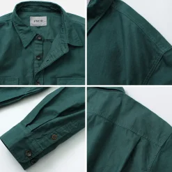 FNOR Shirts^/ Grandval garment dye Shrimp sleeve shirt coat green
