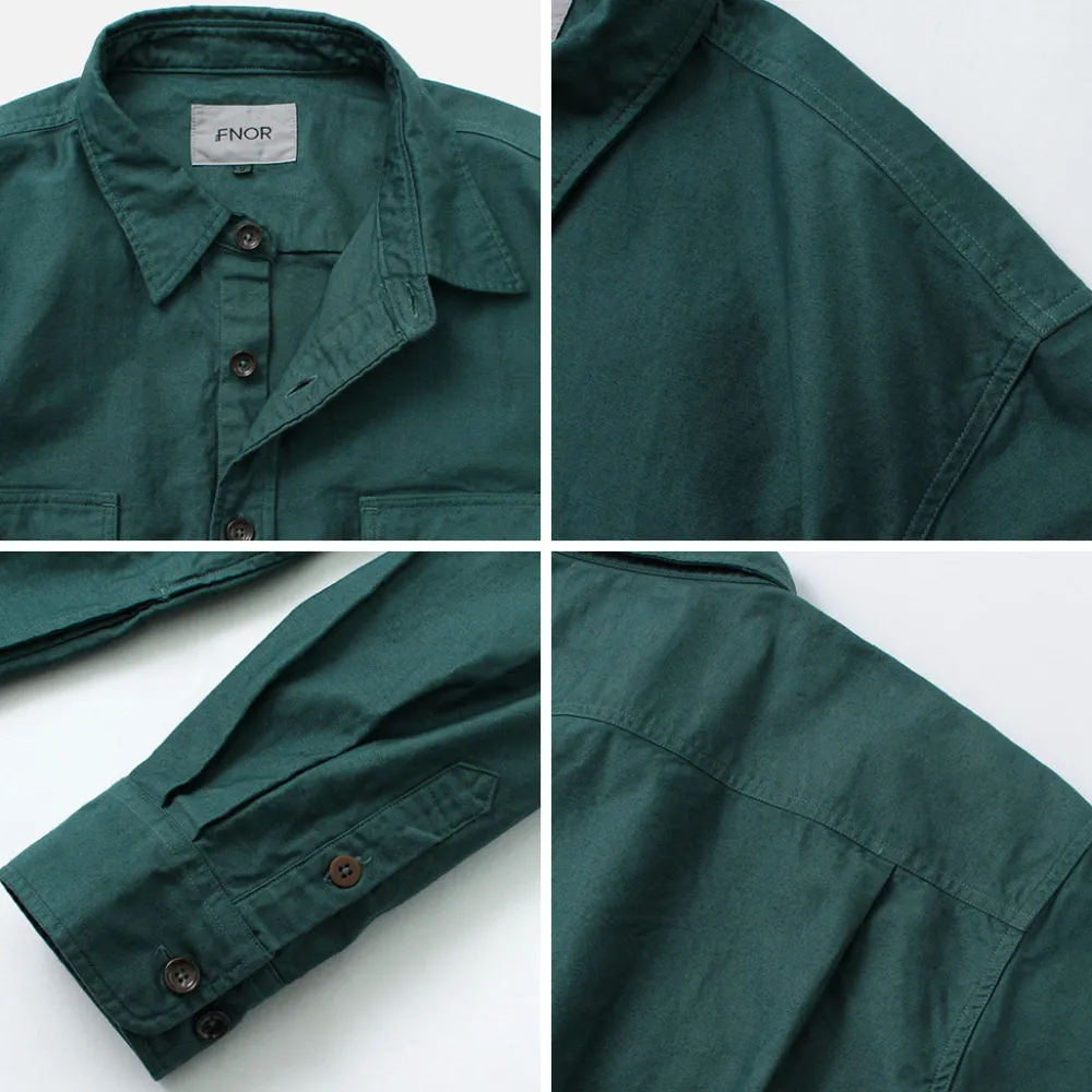 FNOR Shirts^/ Grandval garment dye Shrimp sleeve shirt coat green