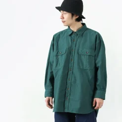 FNOR Shirts^/ Grandval garment dye Shrimp sleeve shirt coat green