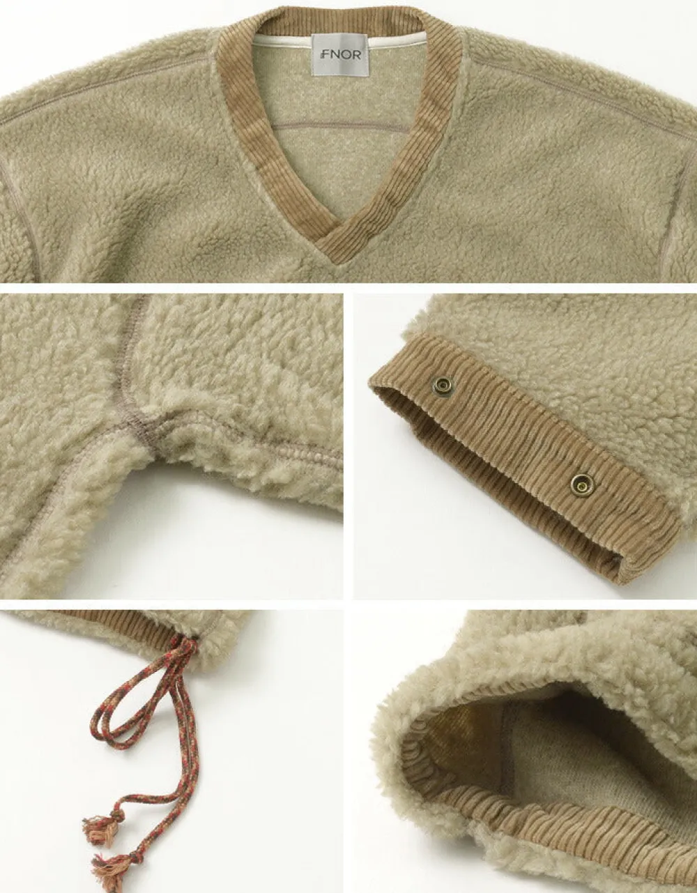FNOR Sweatshirts^/ V-Neck Boa Pullover