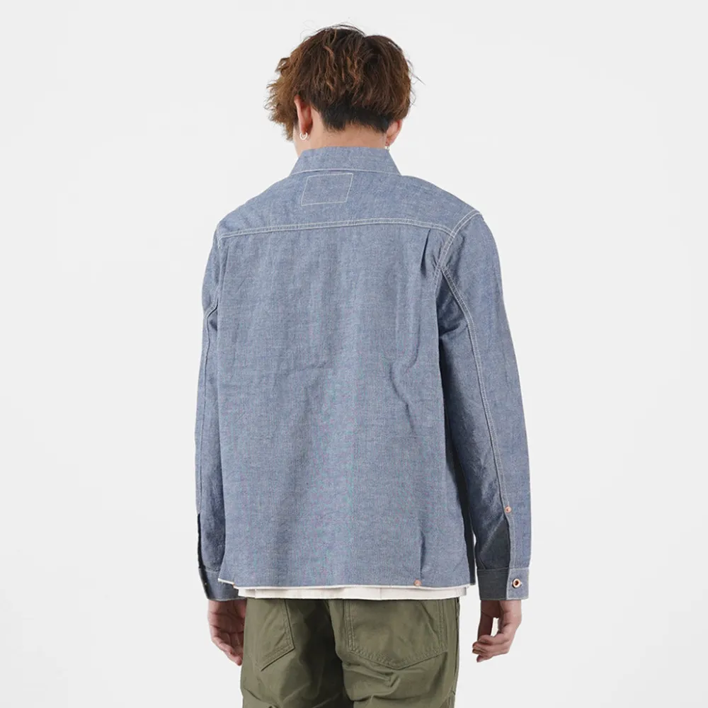 FOB FACTORY Shirts^/ F3487 Chambray pullover shirt blue