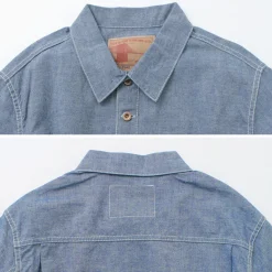 FOB FACTORY Shirts^/ F3487 Chambray pullover shirt blue