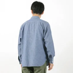 FOB FACTORY Shirts^/ F3494 Chambray work shirt blue