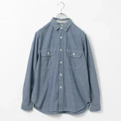 FOB FACTORY Shirts^/ F3494 Chambray work shirt blue