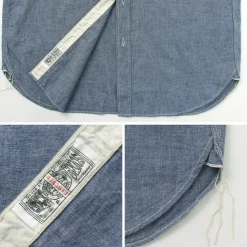 FOB FACTORY Shirts^/ F3494 Chambray work shirt blue