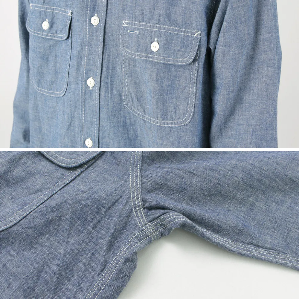 FOB FACTORY Shirts^/ F3494 Chambray work shirt blue
