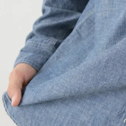FOB FACTORY Shirts^/ F3494 Chambray work shirt blue