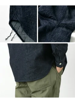 FOB FACTORY Shirts^/ F3470 denim band collar shirt