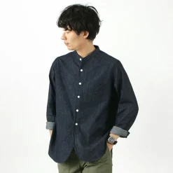 FOB FACTORY Shirts^/ F3470 denim band collar shirt