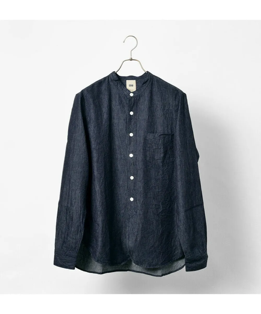 FOB FACTORY Shirts^/ F3470 denim band collar shirt