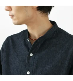 FOB FACTORY Shirts^/ F3470 denim band collar shirt