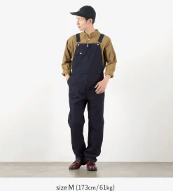 FOB FACTORY Trousers^/ F0517 Denim overalls one wash dark-indigo