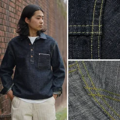 FOB FACTORY Jackets^/ F2384 G3 Denim Pullover Jacket one-wash