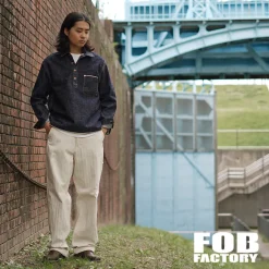 FOB FACTORY Jackets^/ F2384 G3 Denim Pullover Jacket one-wash