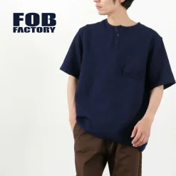 FOB FACTORY T-Shirts^/ F3493 waffle T-shirt indigo