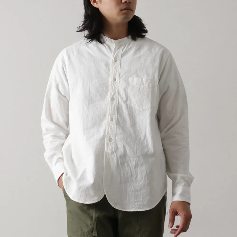 FOB FACTORY Shirts^/ F3429 Long sleeve Ox band collar shirt white