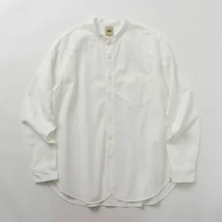 FOB FACTORY Shirts^/ F3429 Long sleeve Ox band collar shirt white
