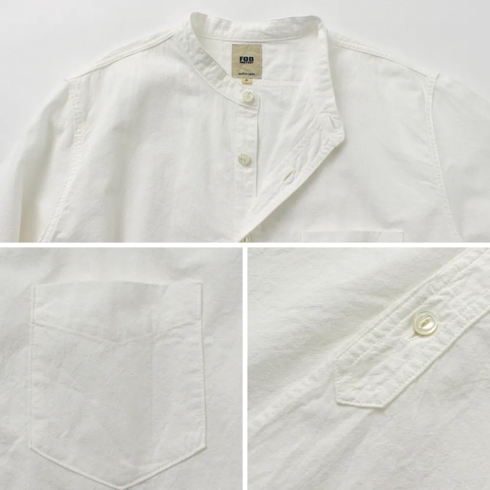 FOB FACTORY Shirts^/ F3429 Long sleeve Ox band collar shirt white