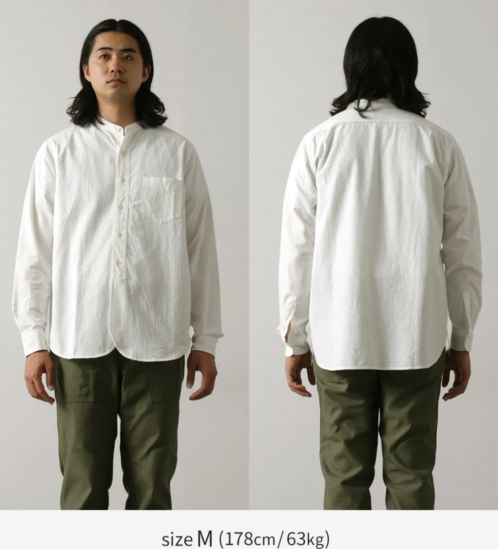 FOB FACTORY Shirts^/ F3429 Long sleeve Ox band collar shirt white