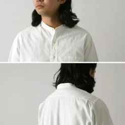 FOB FACTORY Shirts^/ F3429 Long sleeve Ox band collar shirt white