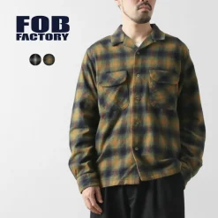 FOB FACTORY Shirts^/ F3505 Nel open collar shirt