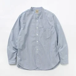 FOB FACTORY Shirts^/ F3488 striped band collar shirt
