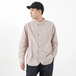 FOB FACTORY Shirts^/ F3488 striped band collar shirt
