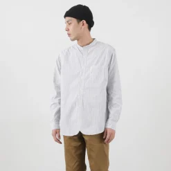 FOB FACTORY Shirts^/ F3488 striped band collar shirt