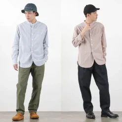 FOB FACTORY Shirts^/ F3488 striped band collar shirt