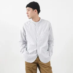 FOB FACTORY Shirts^/ F3488 striped band collar shirt