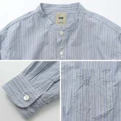 FOB FACTORY Shirts^/ F3488 striped band collar shirt