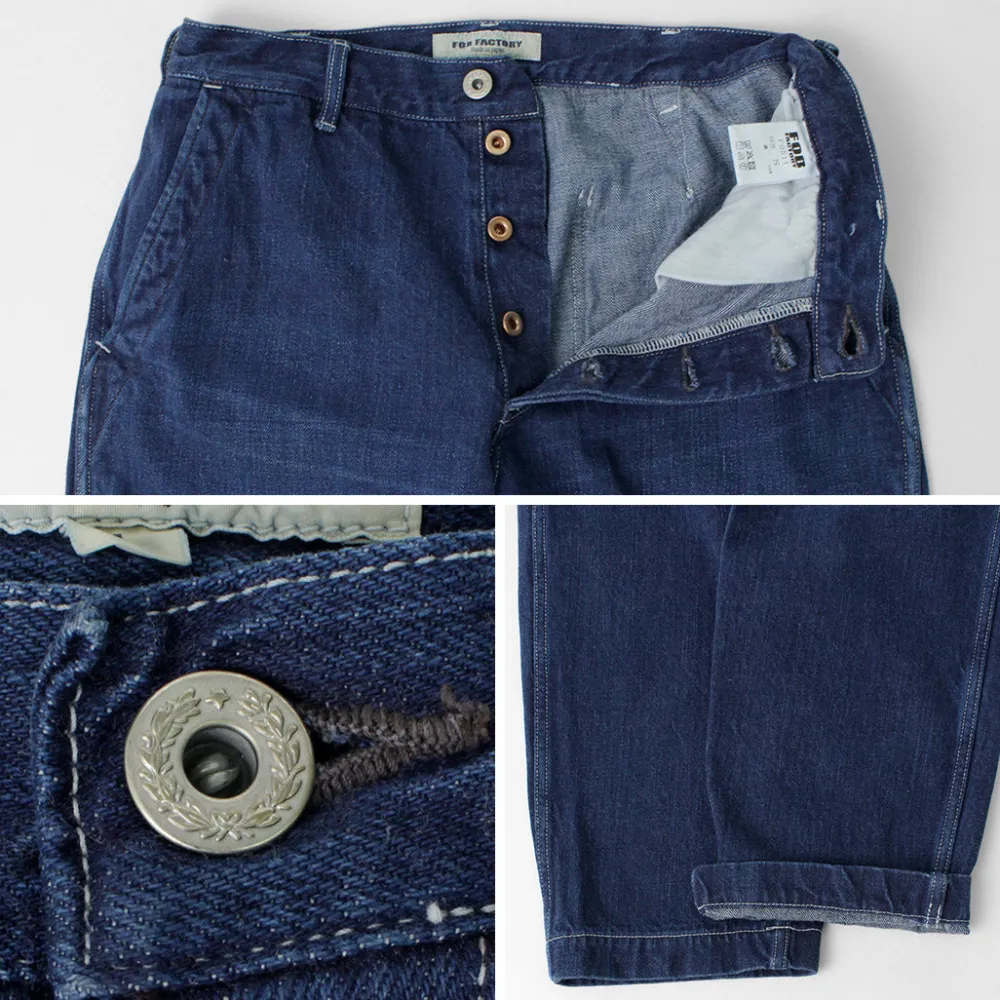 FOB FACTORY Jeans^/ F0511 WW2 Denim deck trousers Used finish used-wash