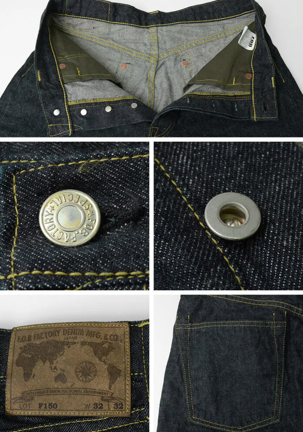 FOB FACTORY Jeans^/ F150WW2 selvedge denim 5p one-wash