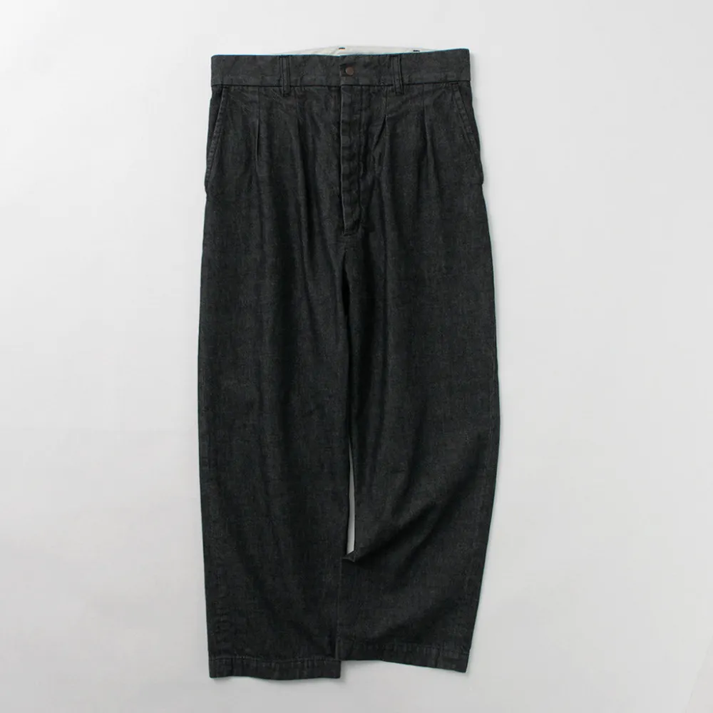 FUJITO Jeans^/ 2 Tuck Trousers Light Ounce Denim black