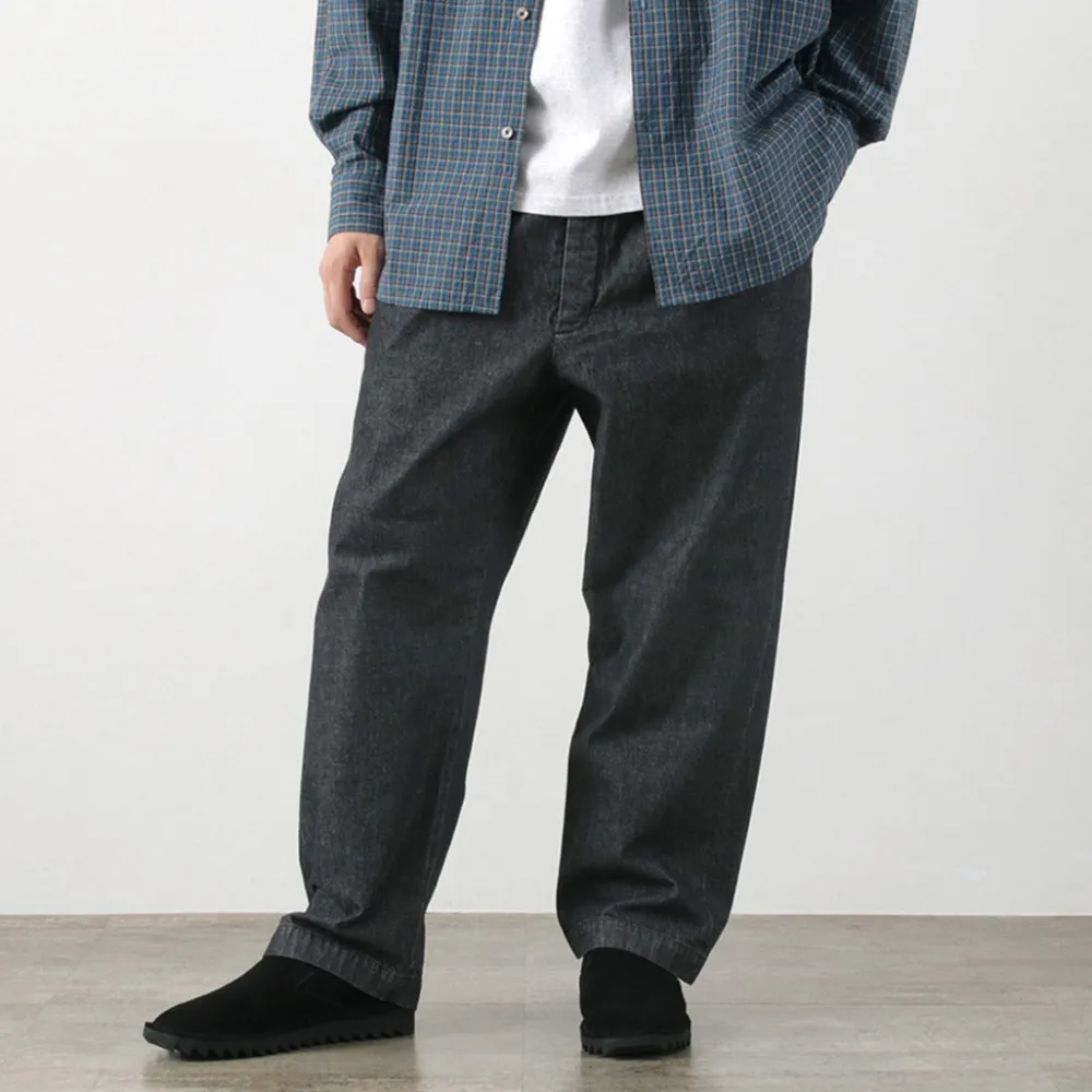 FUJITO Jeans^/ 2 Tuck Trousers Light Ounce Denim black