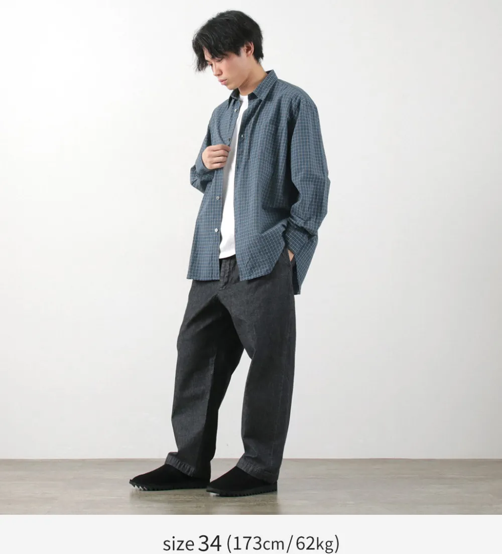 FUJITO Jeans^/ 2 Tuck Trousers Light Ounce Denim black
