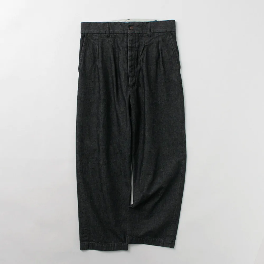 FUJITO Jeans^/ 2 Tuck Trousers Light Ounce Denim black