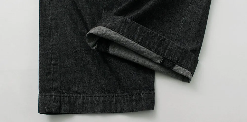 FUJITO Jeans^/ 2 Tuck Trousers Light Ounce Denim black