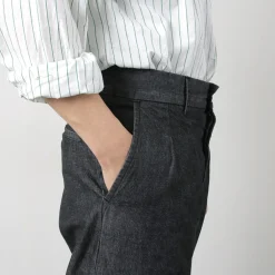 FUJITO Jeans^/ 2 Tuck Trousers Light Ounce Denim black