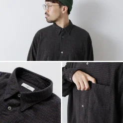 FUJITO Shirts^/ Big Size Shirt micro check brown