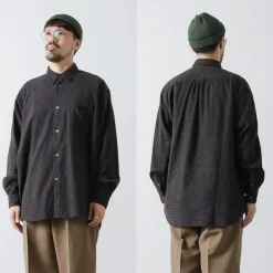 FUJITO Shirts^/ Big Size Shirt micro check brown