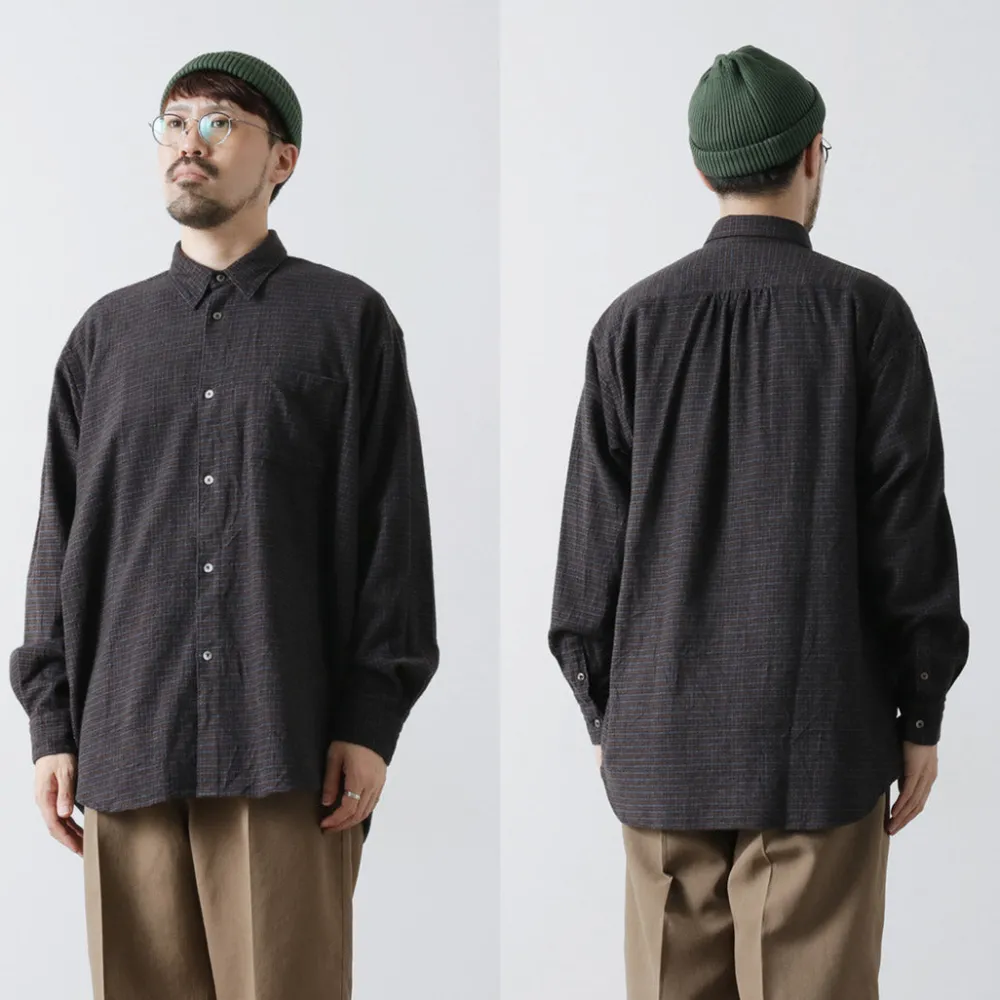 FUJITO Shirts^/ Big Size Shirt micro check brown