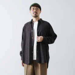FUJITO Shirts^/ Big Size Shirt micro check brown