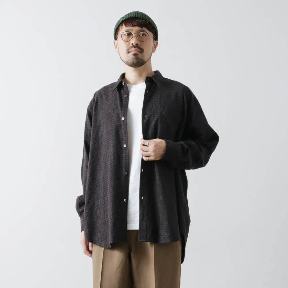 FUJITO Shirts^/ Big Size Shirt micro check brown