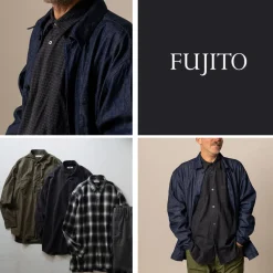 FUJITO Shirts^/ Big Size Shirt micro check brown