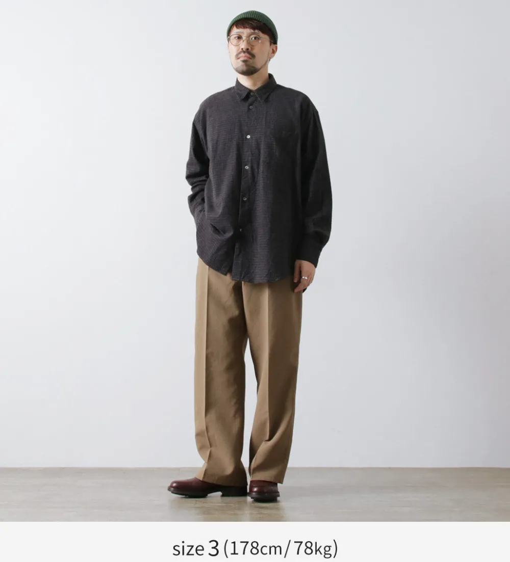 FUJITO Shirts^/ Big Size Shirt micro check brown
