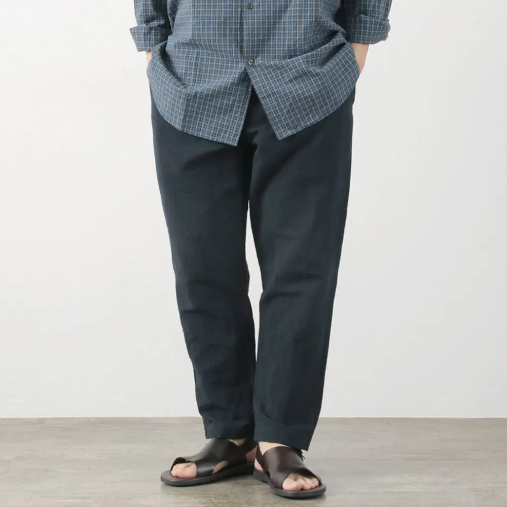 FUJITO Trousers^/ Cotton Linen Seersucker Easy Pants navy