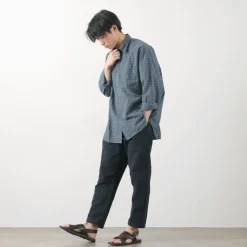 FUJITO Trousers^/ Cotton Linen Seersucker Easy Pants navy