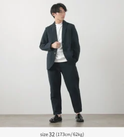 FUJITO Trousers^/ Cotton Linen Seersucker Easy Pants navy
